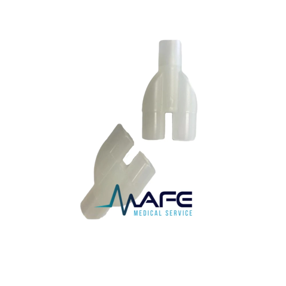 Conector en Y transparente desechable para circuitos de ventilación, ideal para conectar las ramas inspiratoria y espiratoria