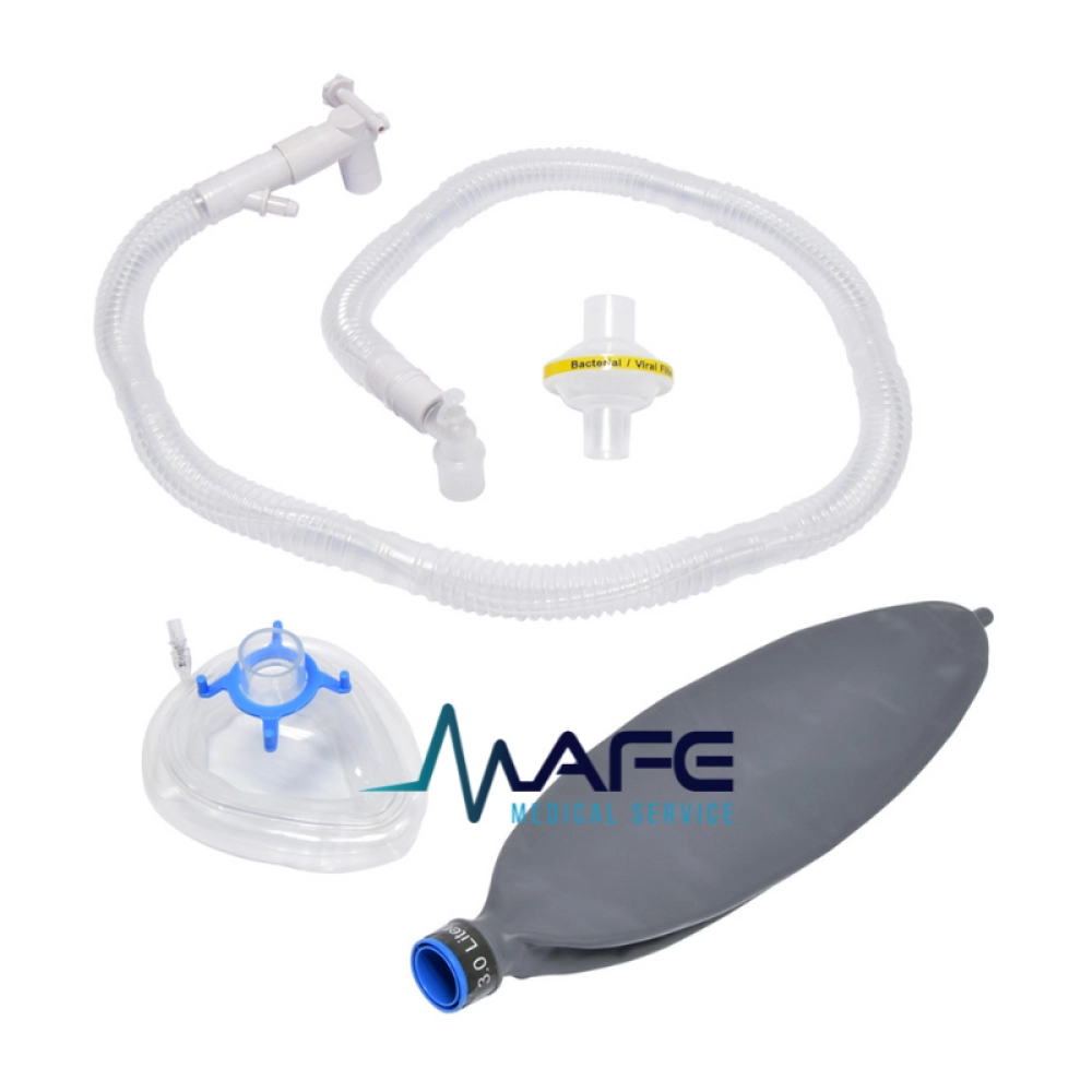 Kit completo de circuito de anestesia tipo Bain, con manguera, filtro, mascarilla y bolsa de reinhalación para uso en pacientes adultos y pediátricos