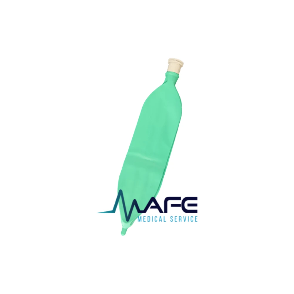 Bolsa reservorio para suministro de oxígeno de color verde menta, libre de látex, ideal para terapias de alta concentración
