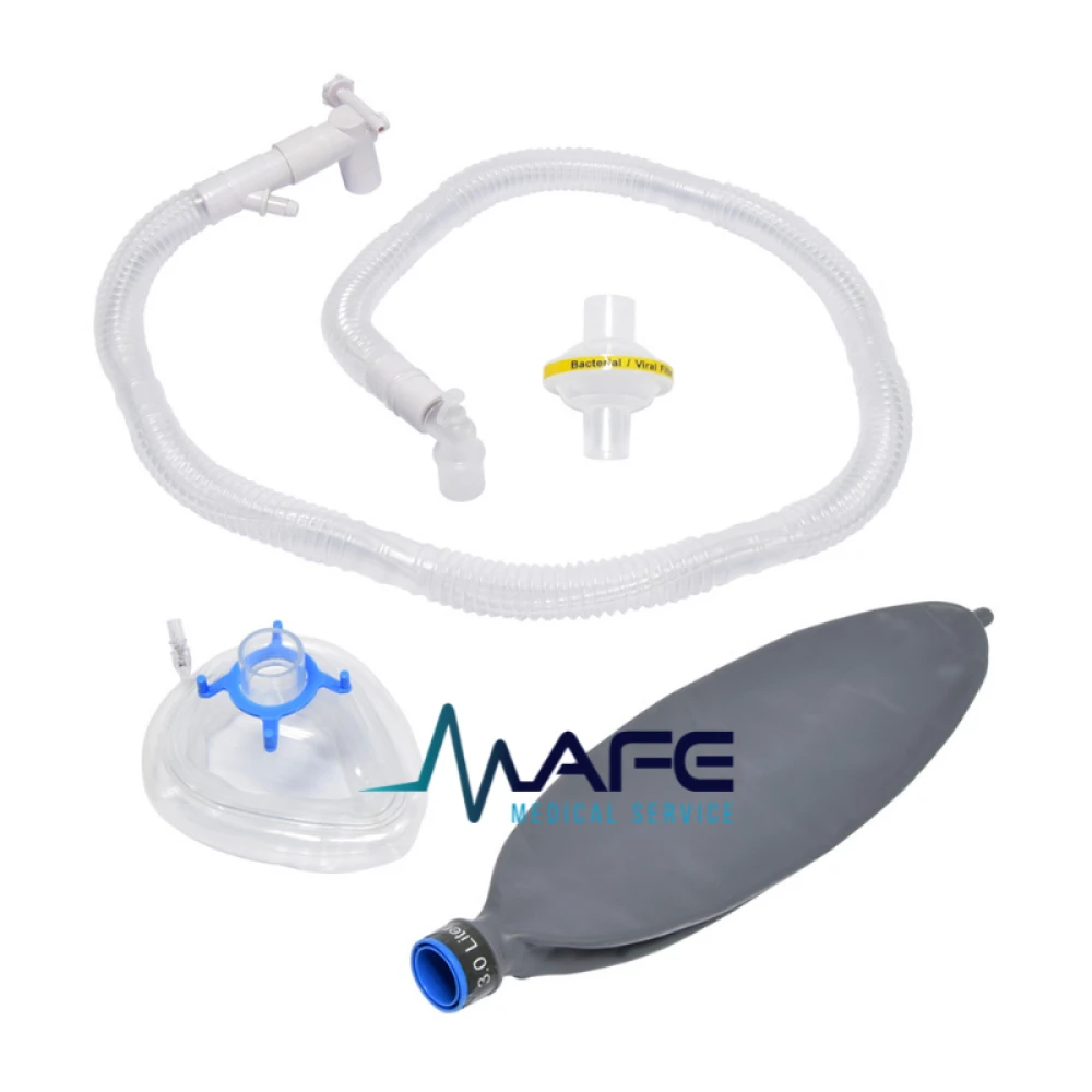 Kit completo de circuito de anestesia tipo Bain, con manguera, filtro, mascarilla y bolsa de reinhalación para uso en pacientes adultos y pediátricos