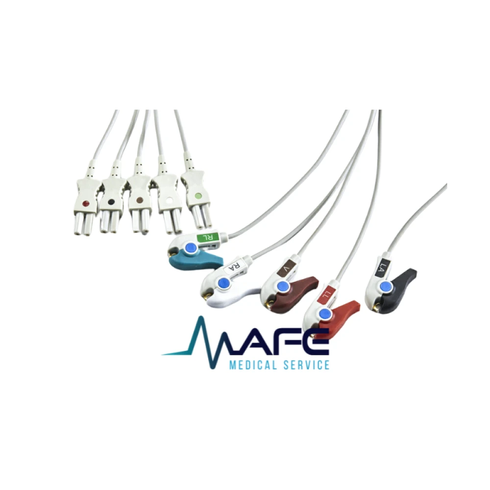 Latiguillos ECG 5 Derivaciones Tipo Pinza Conector Doble
