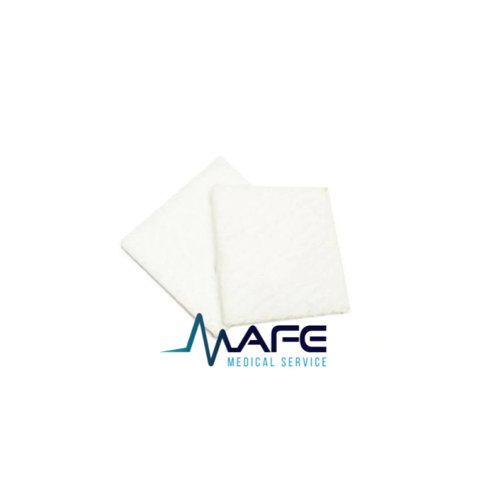 Almohadillas de filtro de aire, de material filtrante blanco, representativas de los filtros de aire ambiente para el ventilador Oxymag.