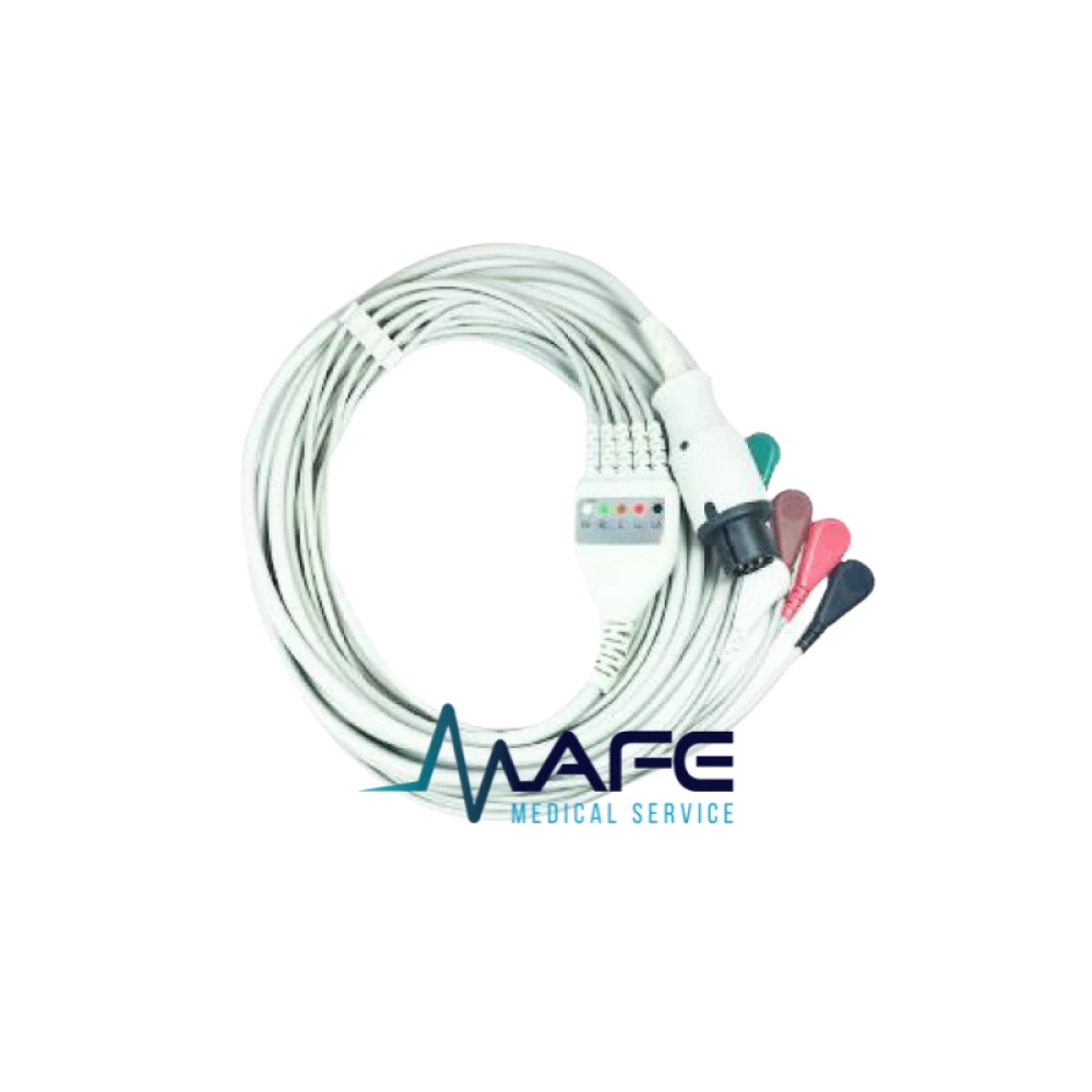 Cable ECG de una pieza de 5 derivaciones, de color gris, con conector DB-9 compatible con monitores Datascope Passport y Spectrum.
