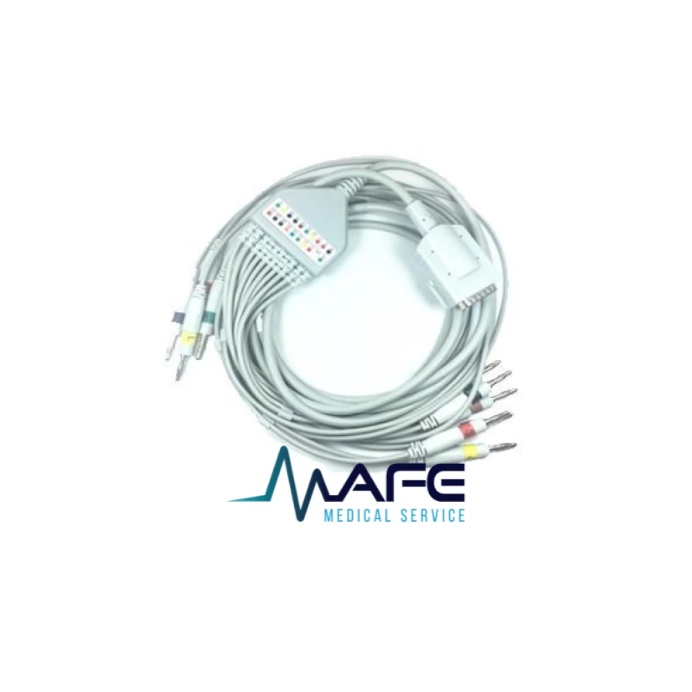 Cable ECG de una pieza con conector de 15 pines D-sub, compatible con electrocardiógrafos y monitores de estrés Burdick Eclipse y Atria.